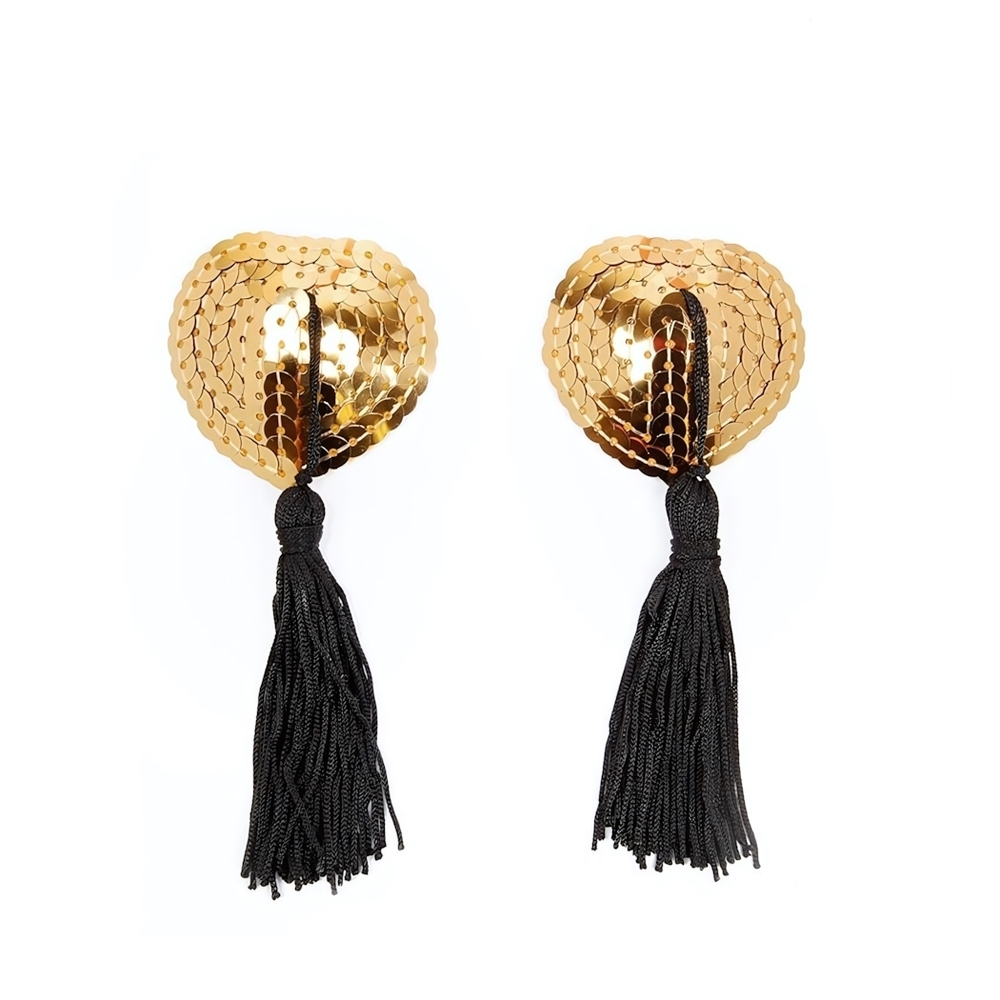 Пэстисы Notabu BDSM в форме сердец с кисточками золотые