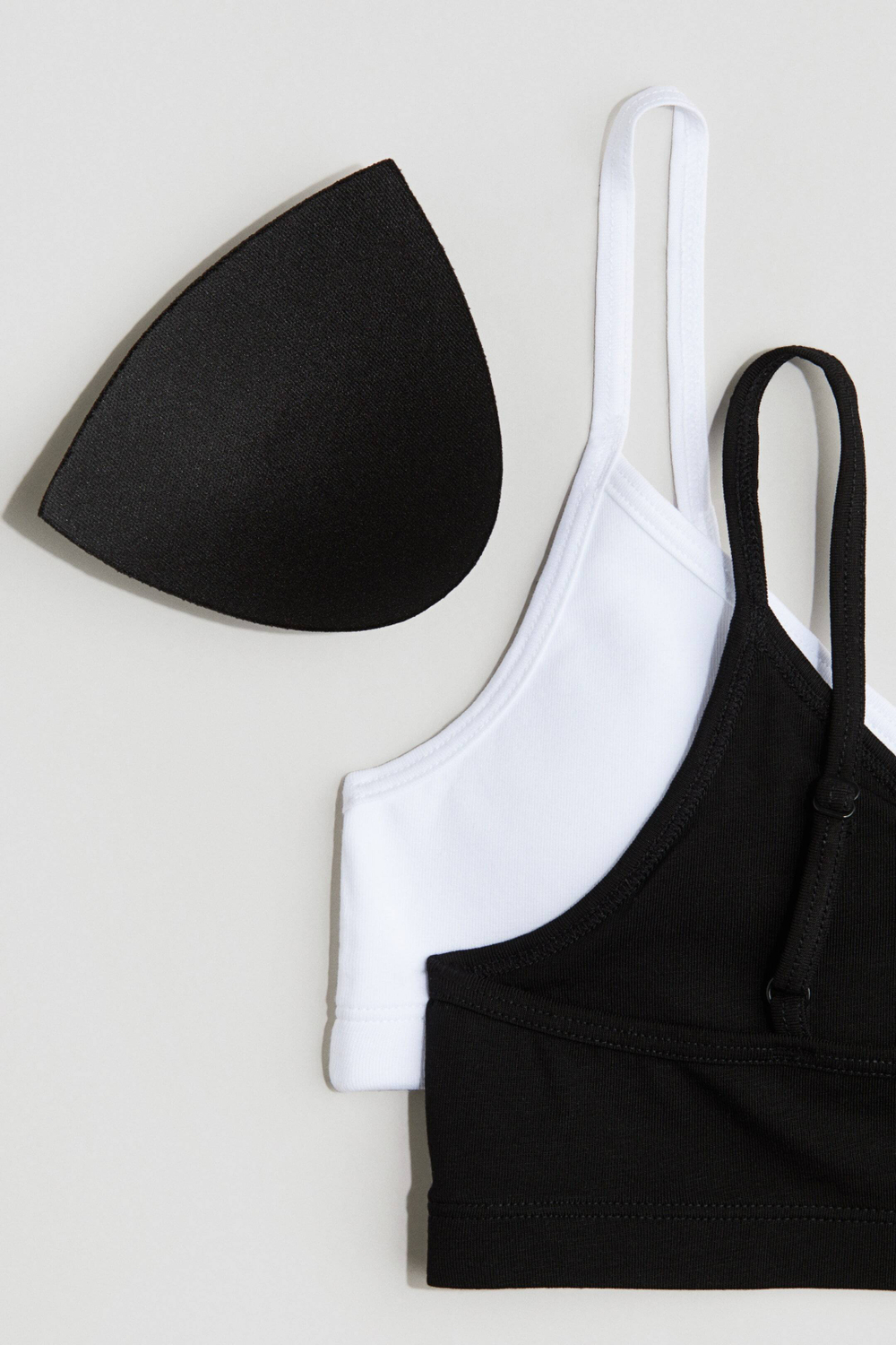 H&M Набор из двух укороченных топов с подкладкой, черный/белый