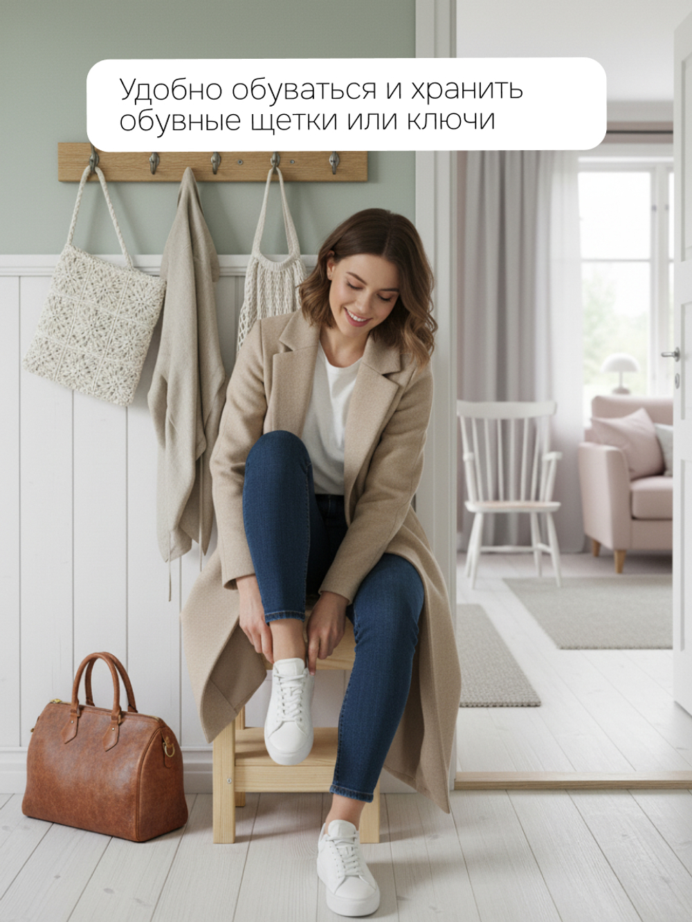 Прикроватная тумба из сосны Ральф с ящиком, 33х33х44 см, табурет деревянный, в натуральной отделке