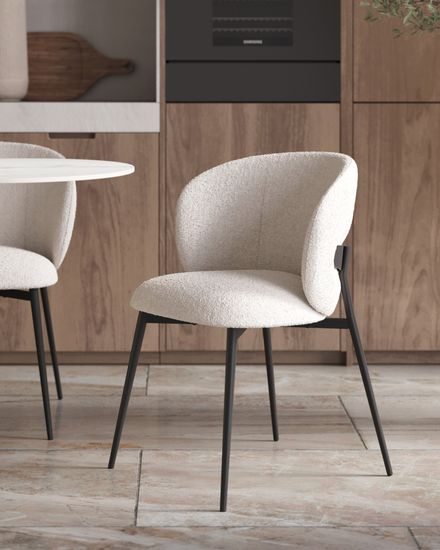 Стул Snow букле белый, черные ножки