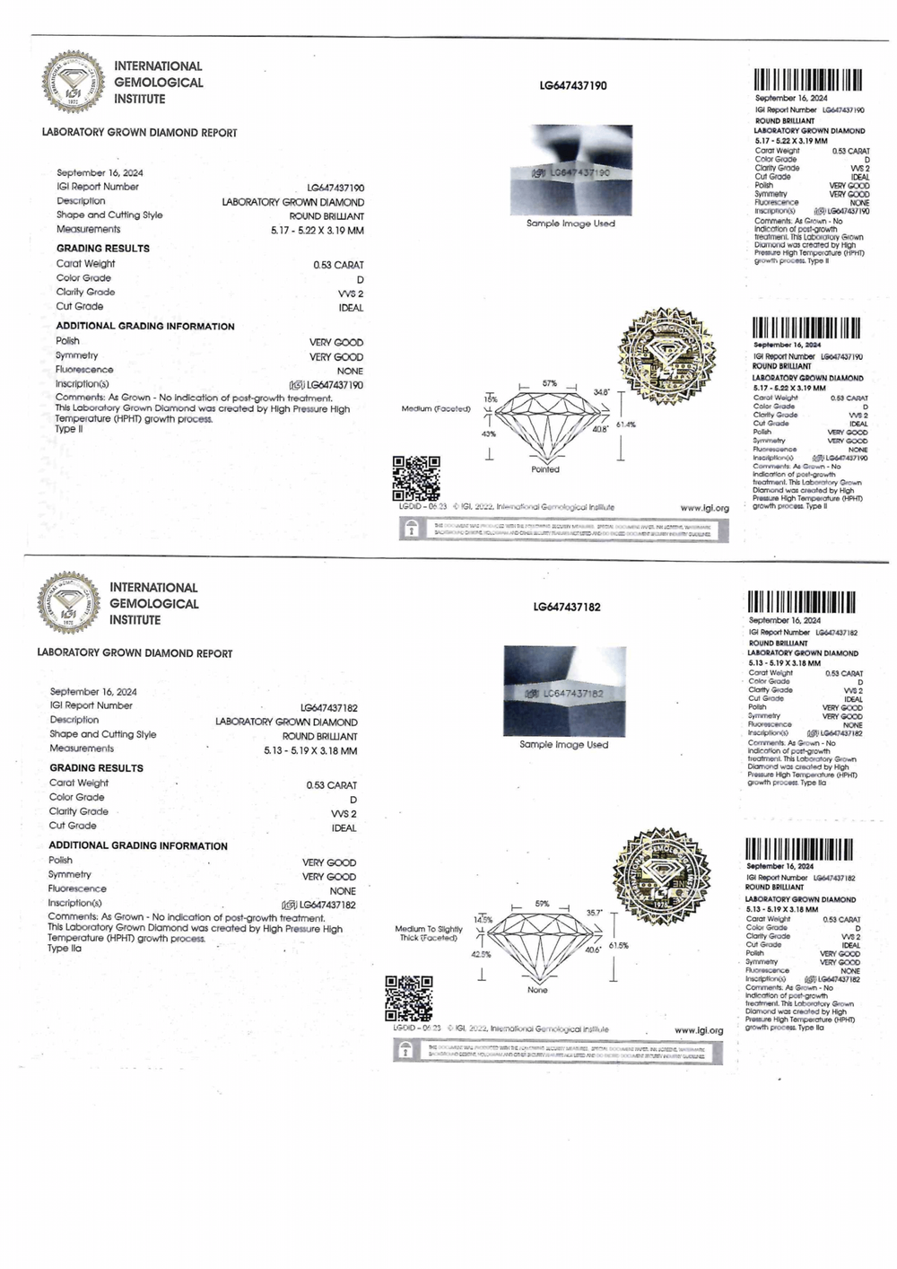 Пусеты с лабораторно-выращенными бриллиантами по 0.5 ct