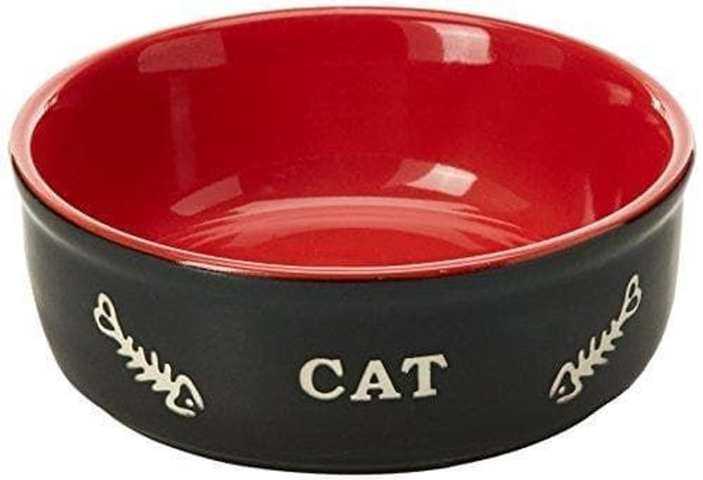 Миска 13,5x5см 0,24л керамика крас/черн. с рисунком CAT