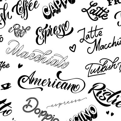 Кофейный напитки леттеринг на светлом