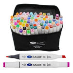 Маркер для скетчинга, двусторонние, Basir, четырёхгранные, 15 мм, спиртовые, 80 шт