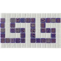 STP-Border1 Natural Стеклянная мозаика Steppa синяя белая глянцевая