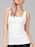 Женская классическая майка в мелкий рубчик (Размер: XXL) (Цвет: белый)