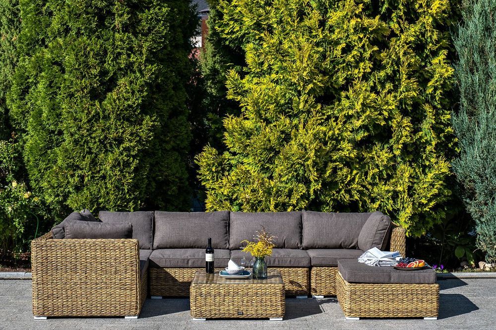 "Лунго" трансформирующаяся лаунж-зона из искусственного ротанга (гиацинт), цвет соломенный