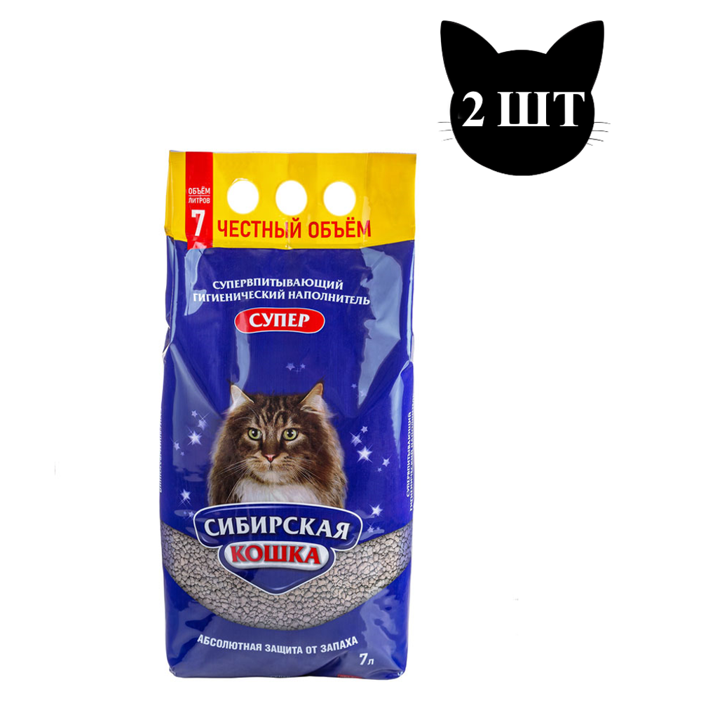 Наполнитель для кошачьего туалета, Сибирская Кошка "Супер", комкующийся Наполнитель для кошачьего туалета, Сибирская Кошка "Супер", комкующийся