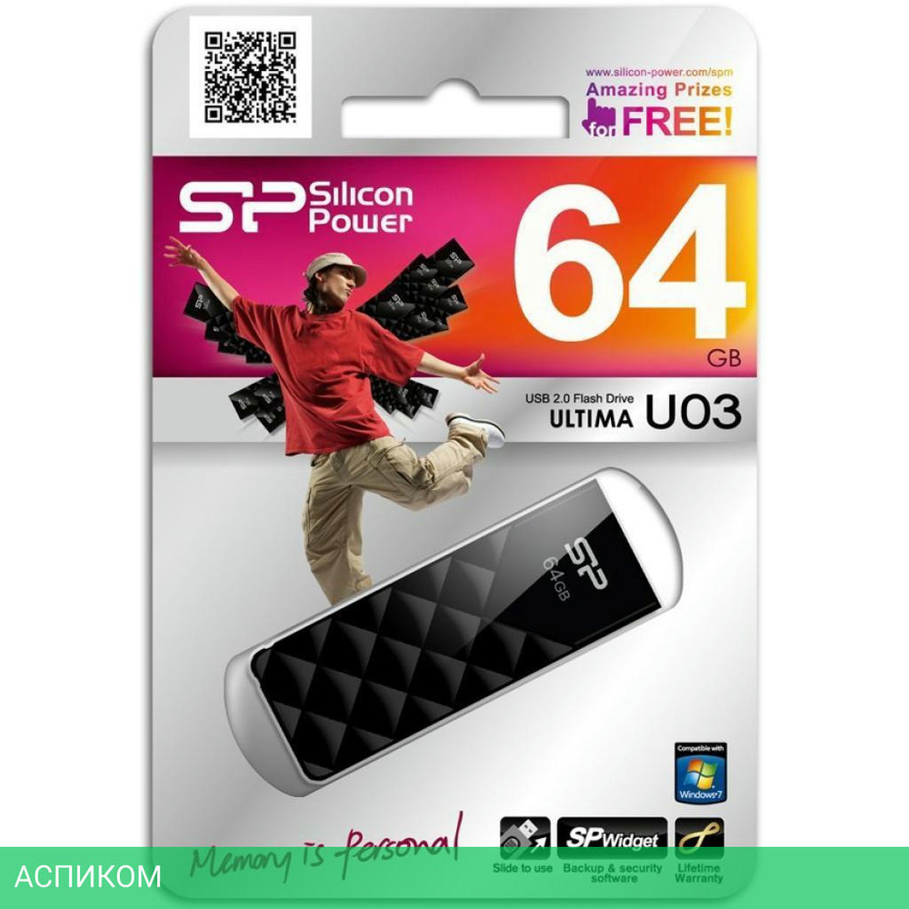 USB Flash-накопитель Silicon-Power Ultima U03 64GB Black (SP064GBUF2U03V1K)