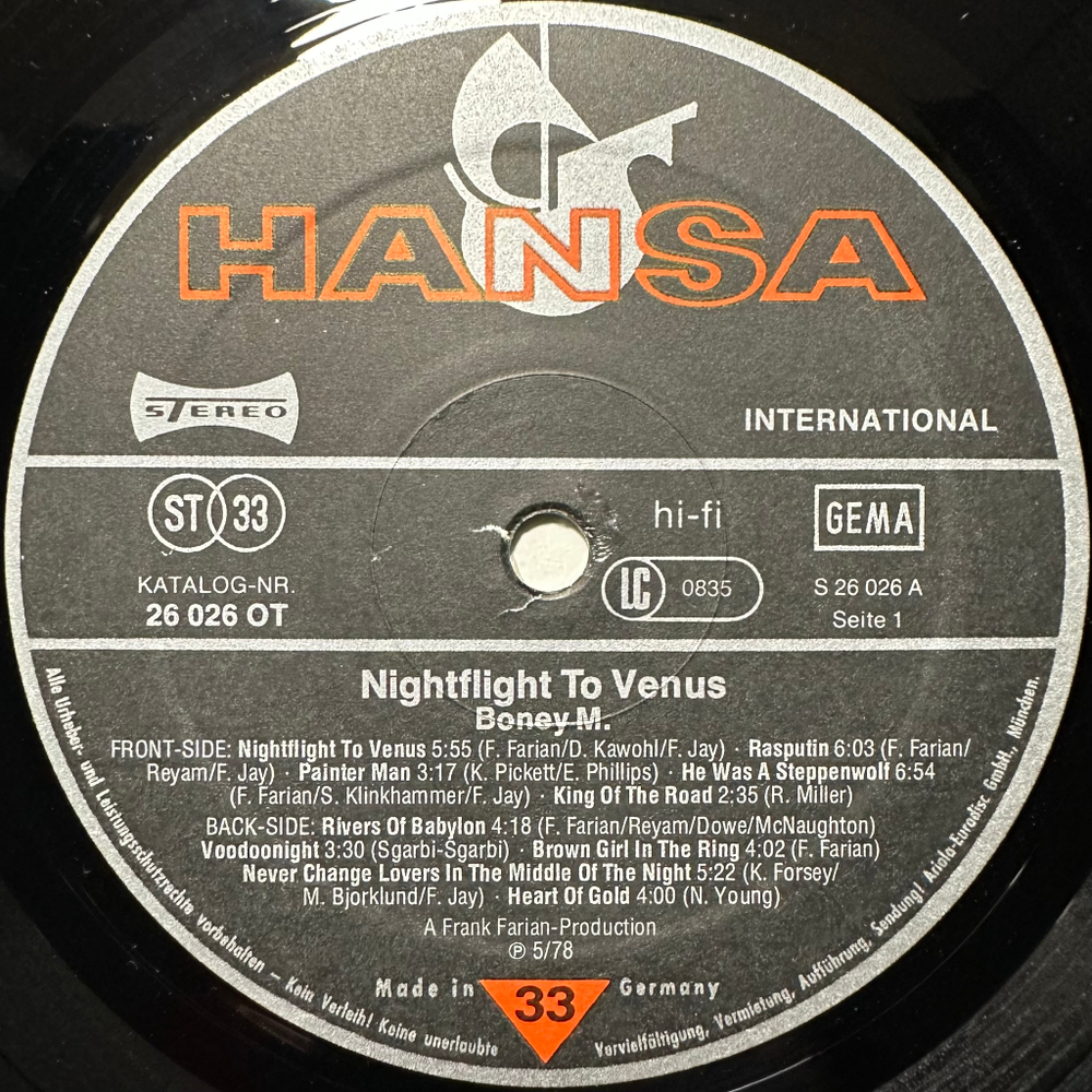 Boney M. - Nightflight To Venus (Европа 1978г.)
