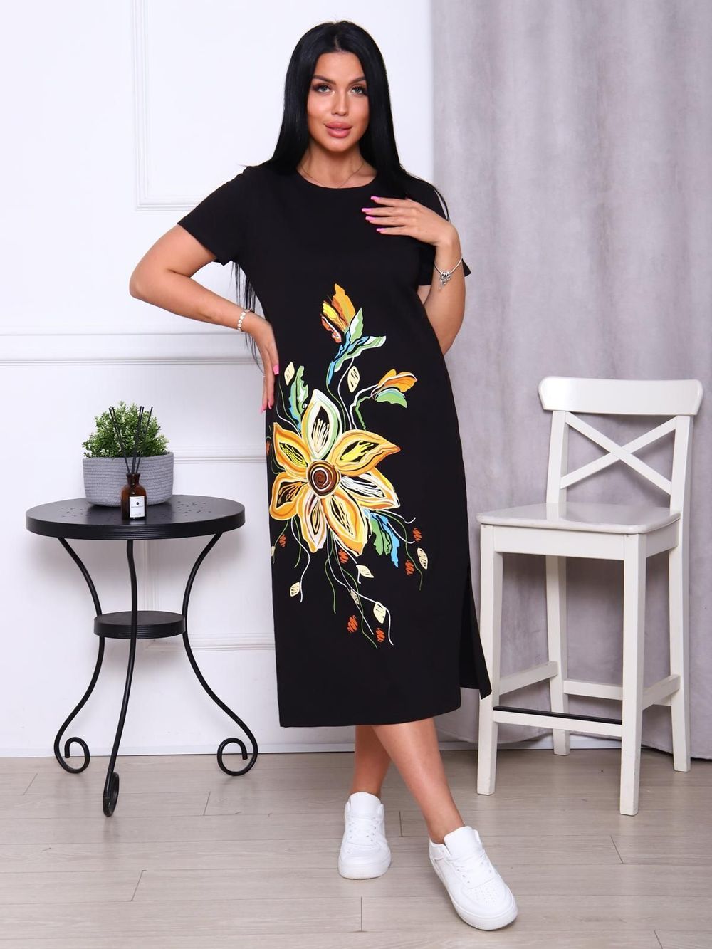 Лили - платье-футболка черный Iv-capriz (Акция)