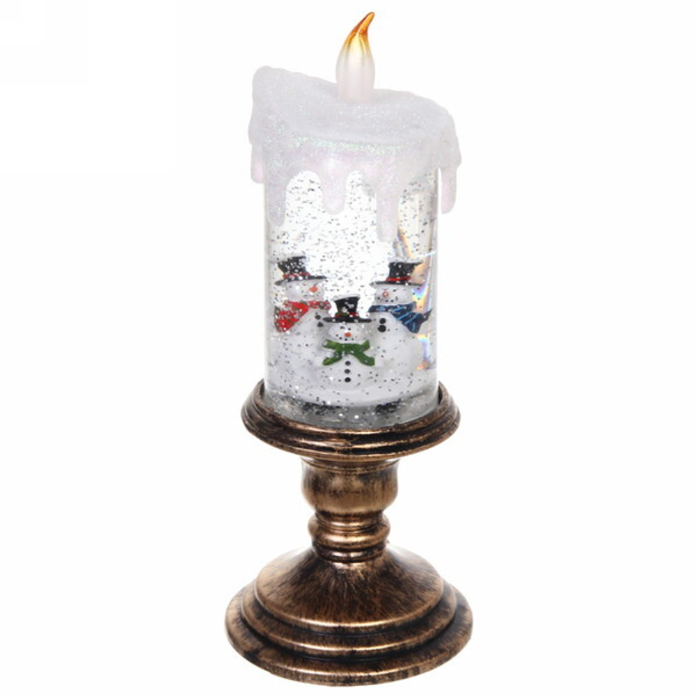 Сувенир с подсветкой Christmas «Свеча со снеговичками» 26 см (без музыки)