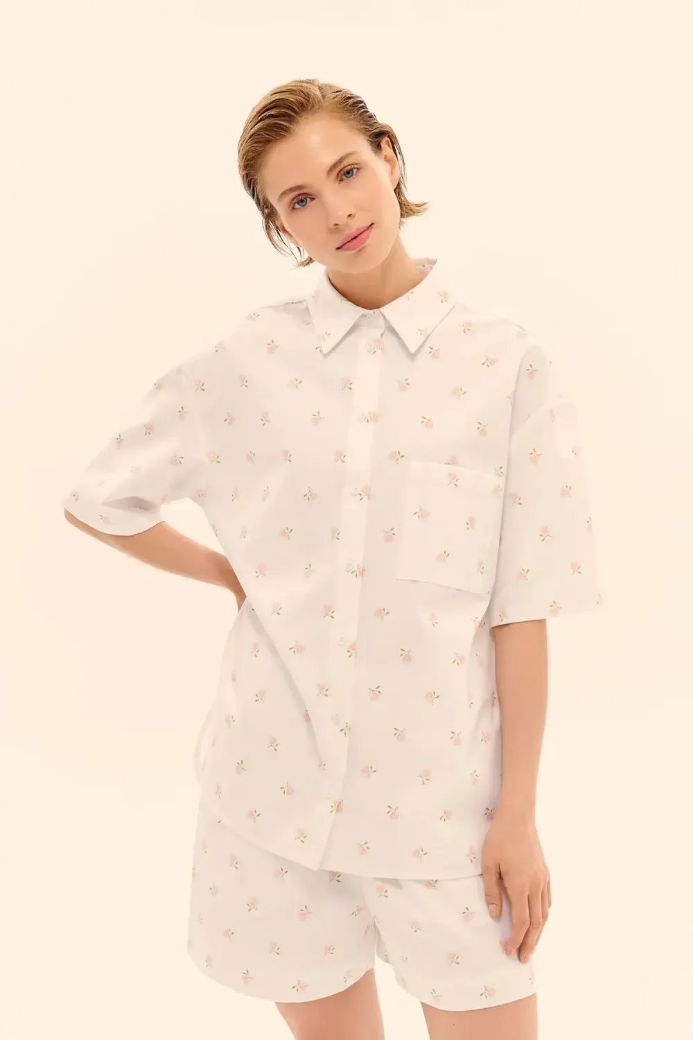 Шорты с цветочным принтом (Soft Skill), белые