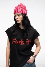 Купить Футболка Kraizy Stripes Без рукавов Fuck It черная Футболка Kraizy Stripes Без рукавов Fuck It черная