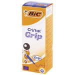 Ручка шариковая с грипом BIC "Cristal Grip", СИНЯЯ, корпус прозрачный, узел 1 мм, линия письма 0,32 мм, 889985