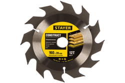 Пильный диск Construct line для древесины с гвоздями (160x20 мм, 12Т) Stayer 3683-160-20-12