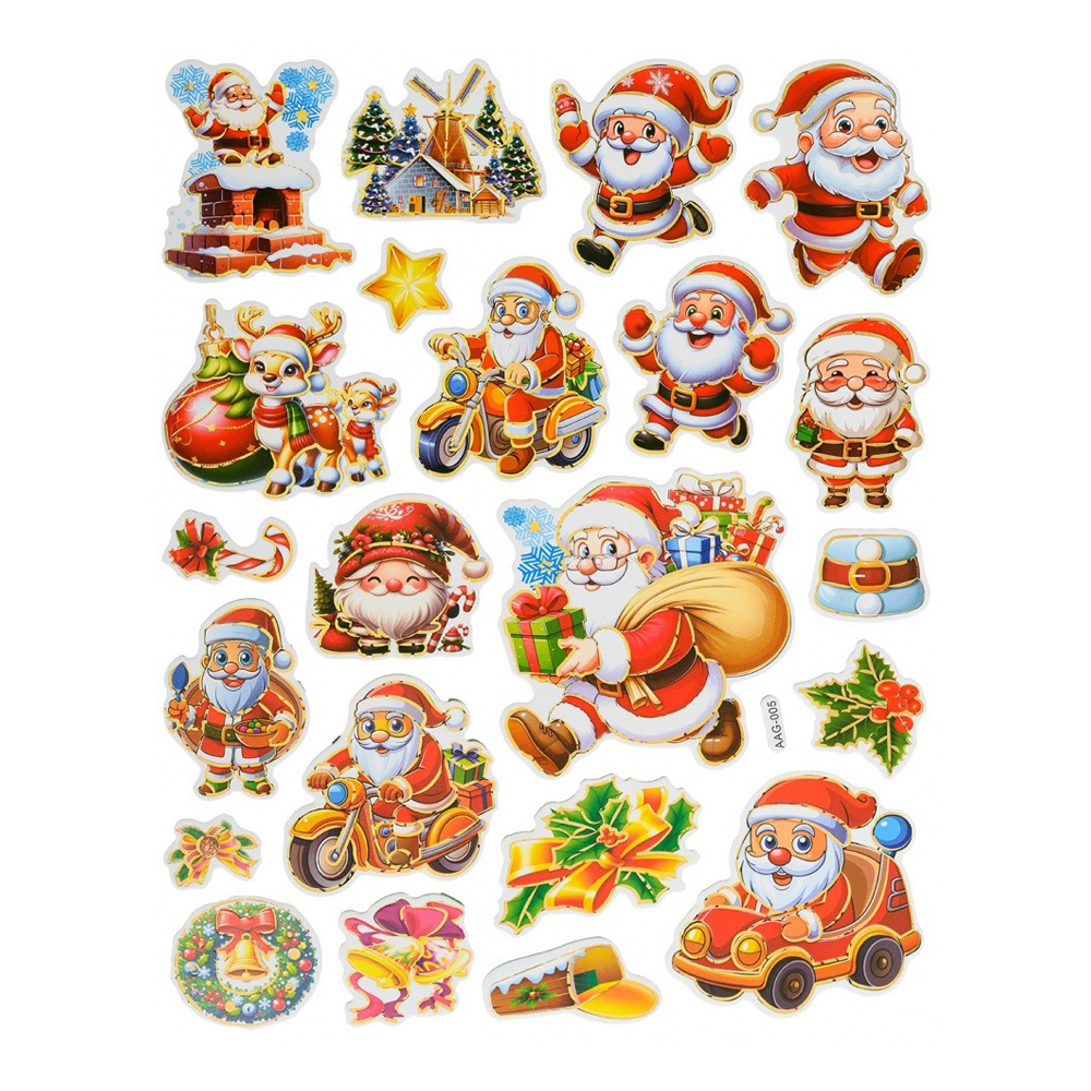 Наклейки стикеры Basir, серия "Новогодние", размер 31*20.5 см, 22 стикера