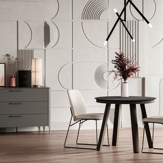 Стол обеденный leif, D90 см, серо-бежевый