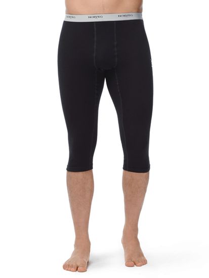 Термобелье мужское кальсоны Norveg  длинной 3/4 из шерсти мериноса 14CCM004, чёрные