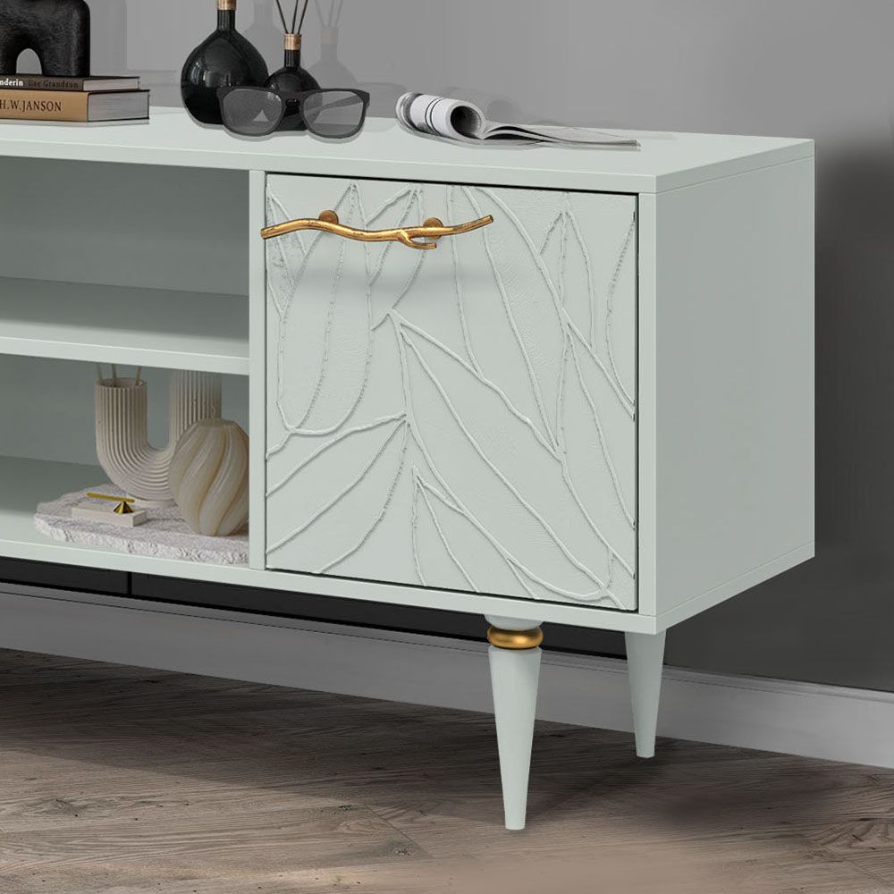 Тумба под ТВ Арт Колор leaves 155см Классик Голд Серый дым