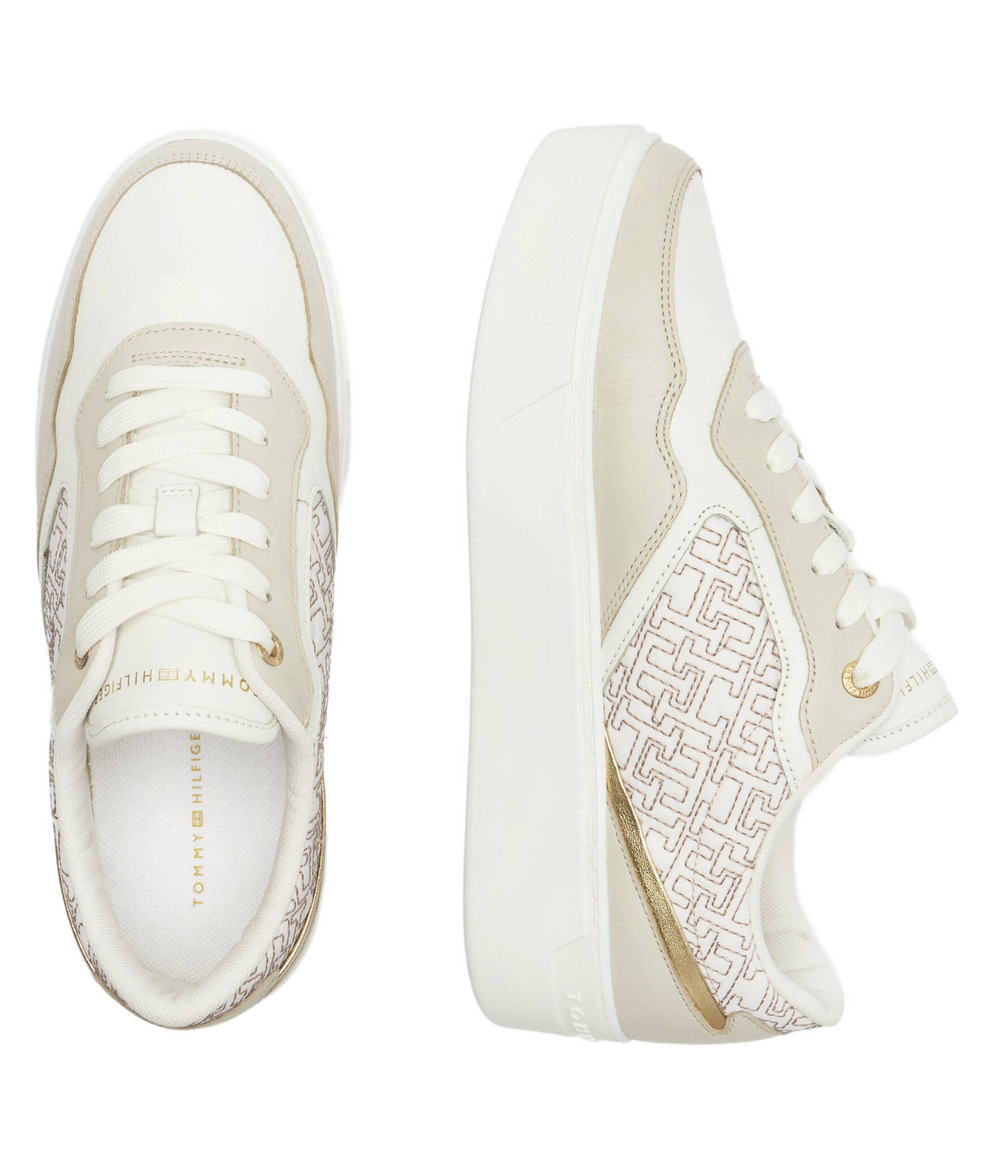 Кожаные кроссовки Tommy Hilfiger - бежевый(FW0FW08121)