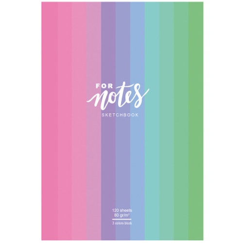 Скетчбук 120л., А5 7БЦ BG "For notes", матовая ламинация, трехцветный тонированный блок, 80г/м2