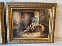 Винтаж: Старинная пара картин (1876 год)