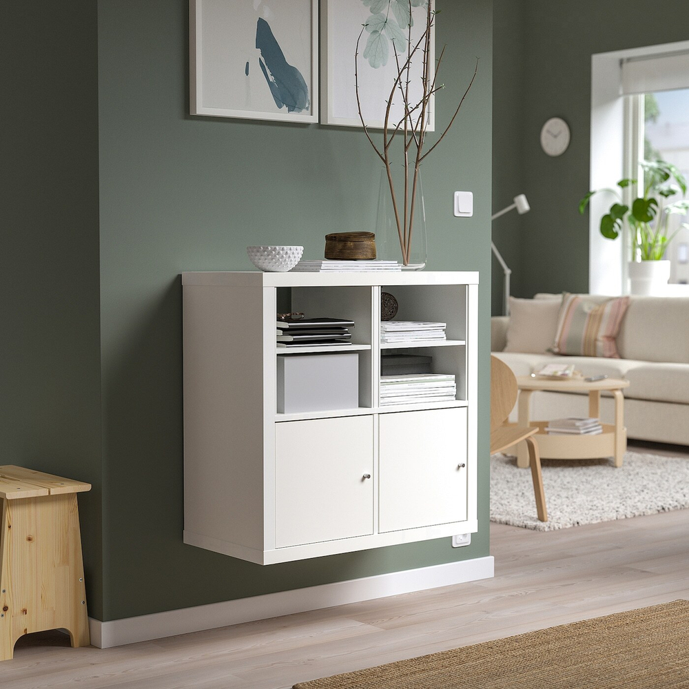 IKEA KALLAX  (ИКЕА КАЛЛАКС)  -  Вставка с дверцей, белая, 33x33 см