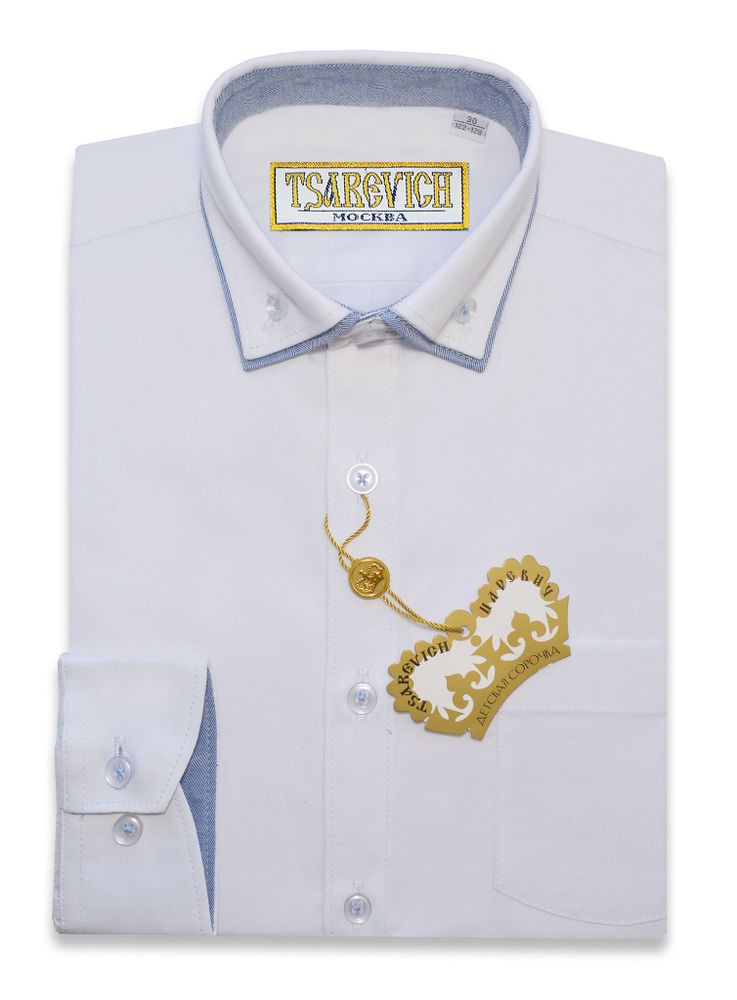 Белая сорочка с двойным воротничком TSAREVICH