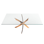Прямоугольный обеденный стол 1169 из стекла и стали цвета розового золота 140x95