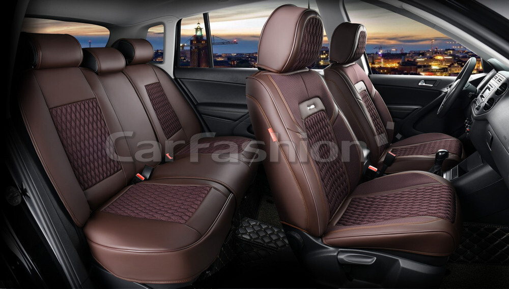 Чехлы на сидения CarFashion каркас 5D«TITAN PLUS» 27240 -Экокожа кофе/кофе/кофе/кофе
