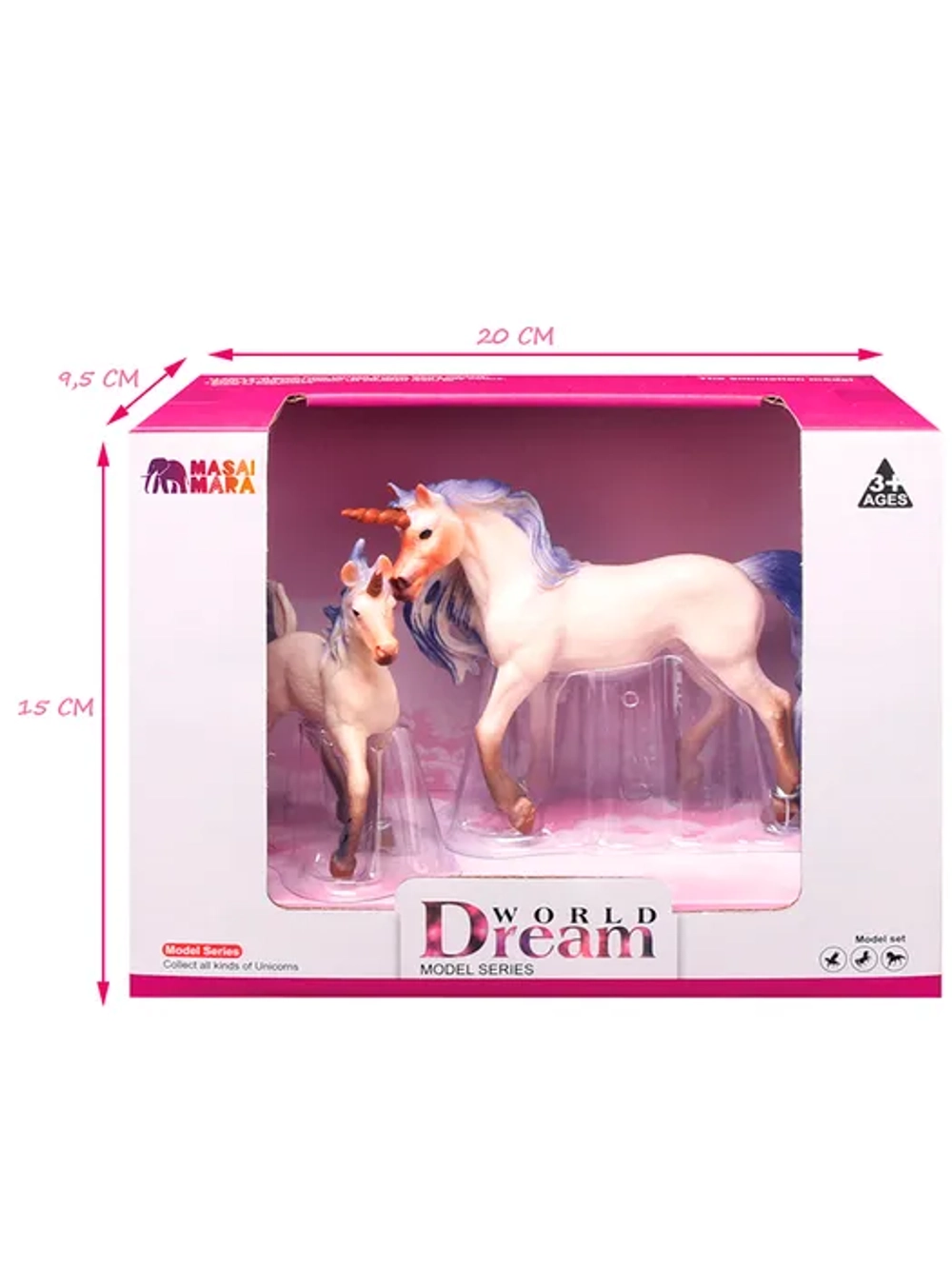 Набор фигурок животных Мир фэнтези Семья белых единорогов с синей гривой 2 шт