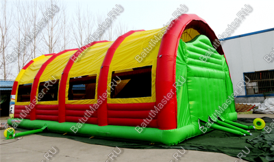 Надувной батут "Страна Сафария-2" с крышей и высокими горками 13*7*6 м