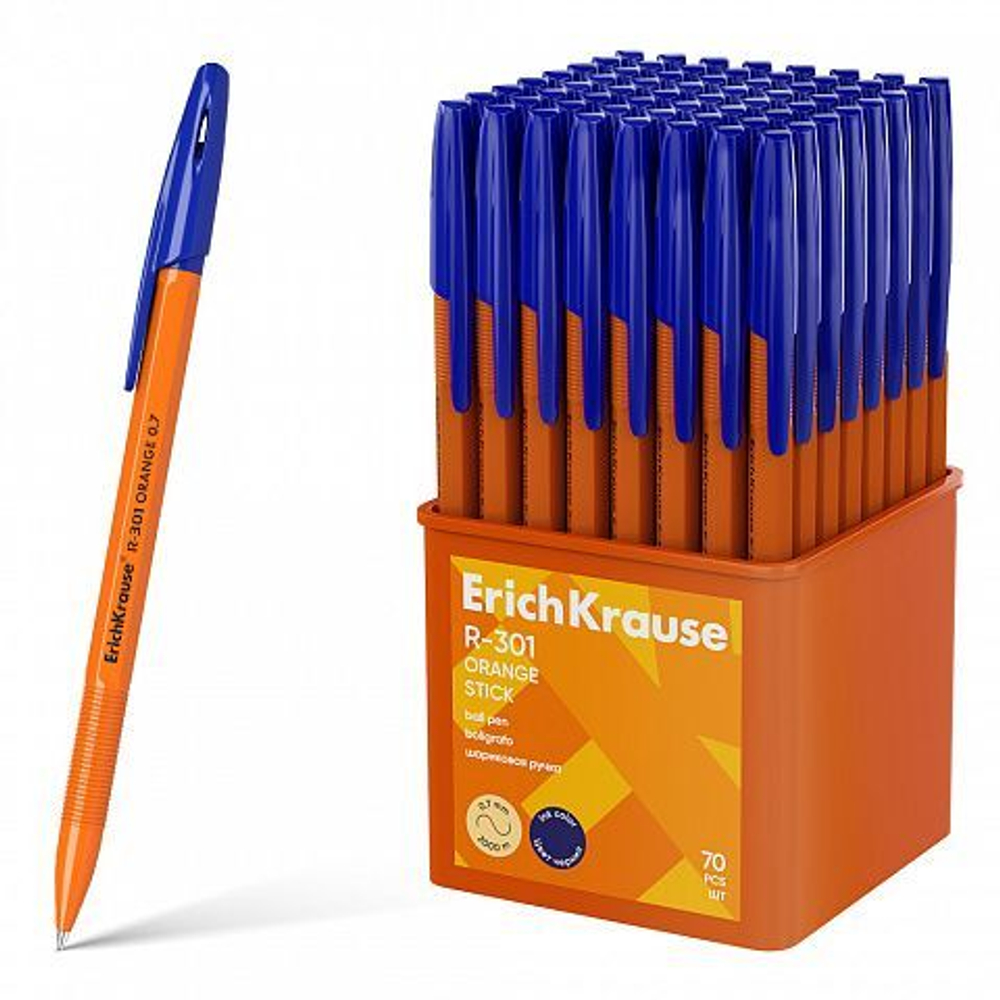Ручка шар. EK R-301 Stick Orange  0,7мм, синяя