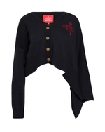 VIVIENNE WESTWOOD RED LEBEL КАРДИГАН ЧЕРНЫЙ АСИММЕТРИЧНЫЙ НА ПУГОВИЦАХ С ЛОГОТИПОМ БРЕНДА
