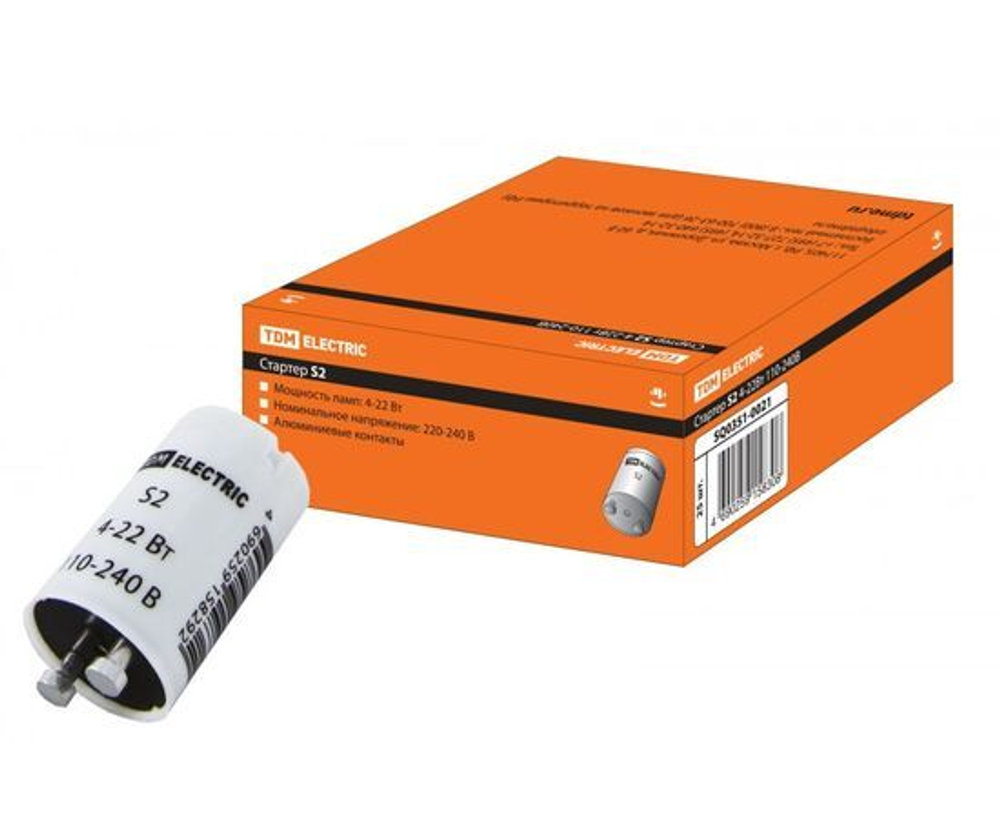 TDM S2 4-22W стартер 110-240V контакты медь