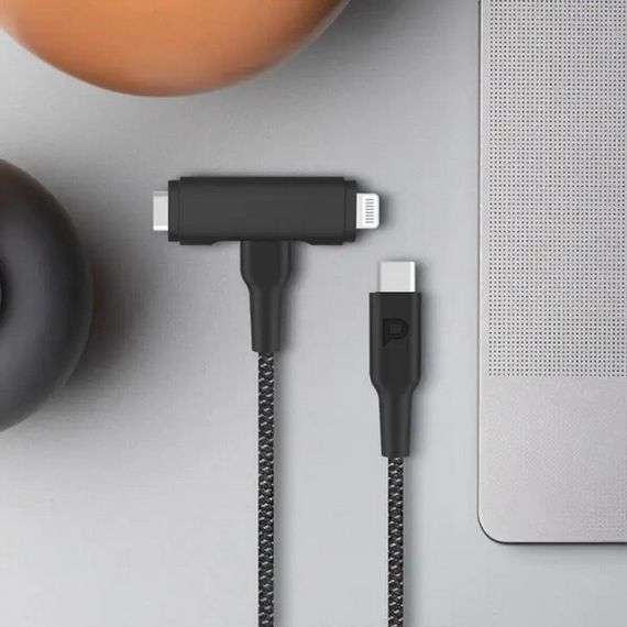 Кабель Powerology USB-C to USB-C + Lightning PD60W (PCAB007BK) Black