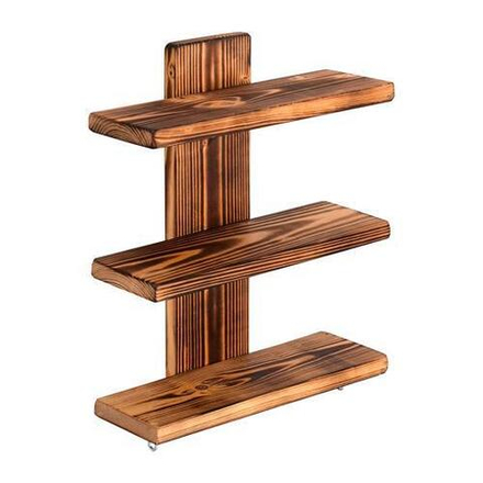 Полка настенная трёхъярусная, 40х28х12см обожжённая сосна