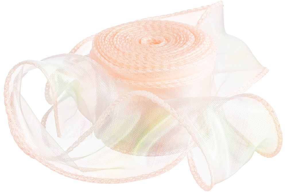 Лента декоративная (4 см*9,14 м) Органза с леской, Шампань, Хамелеон, 1 шт.