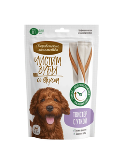 Деревенские Лакомства Чистим зубы для собак Твистер с Уткой, 90г (М)