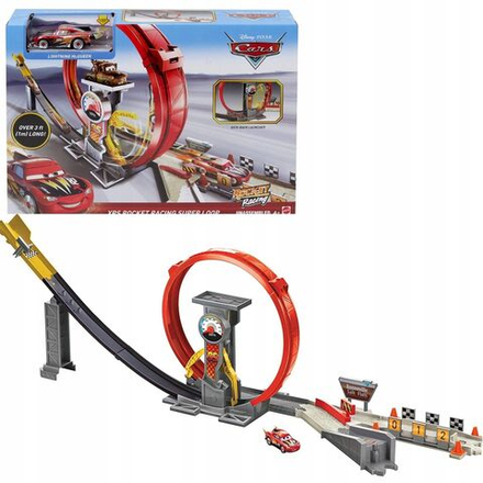 Игрушечный трек Mattel Disney Cars Тачки - Гоночная трасса Rocket Racin Superloop Машинки со спидометром + Молния Маккуин GJW44