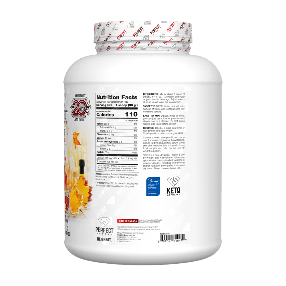 PERFECT Sports, Diet, новозеландский сывороточный изолят, со вкусом канадского клена, 2,27 кг (5 фунтов)