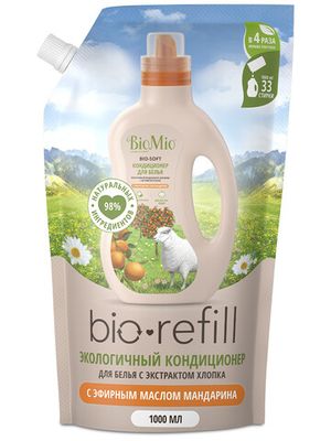 Кондиционер для белья "Мандарин", Refill BioMio, 1 л