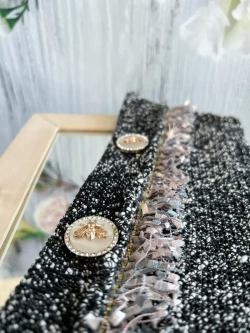 Тесьма с бахромой твидовая букле травка 35мм (1,5м в уп)