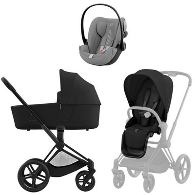 Коляска Cybex Priam IV Matt Black complete и автокресло Cloud G i-Size Stone Grey Plus 3 в 1 Sepia Black