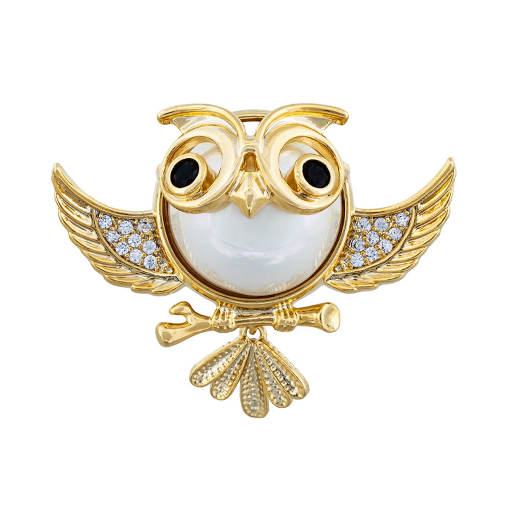 Брошь Fiore Luna Сова Zircon + магнит XR06459F G