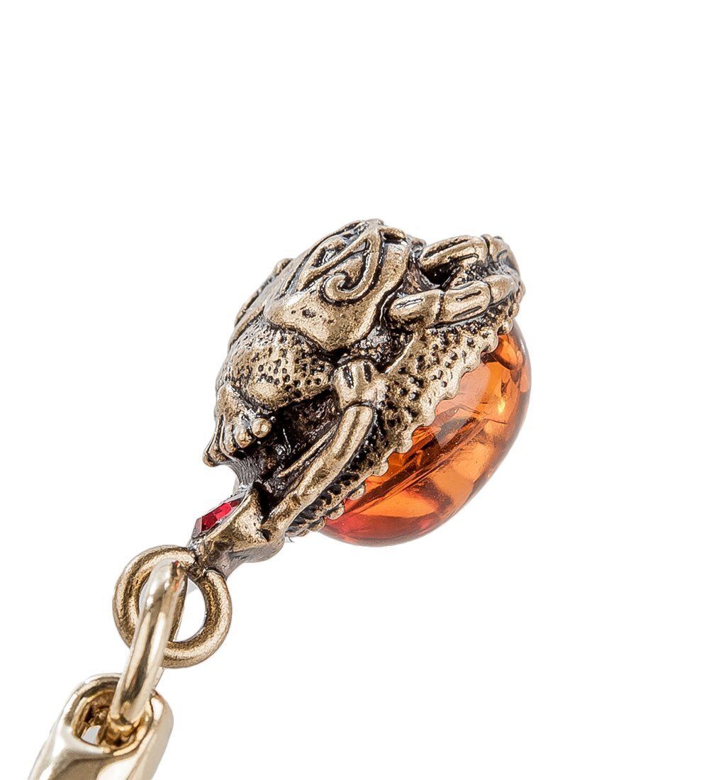 AM- 079 Брелок «Скарабей» мал. (латунь, янтарь)