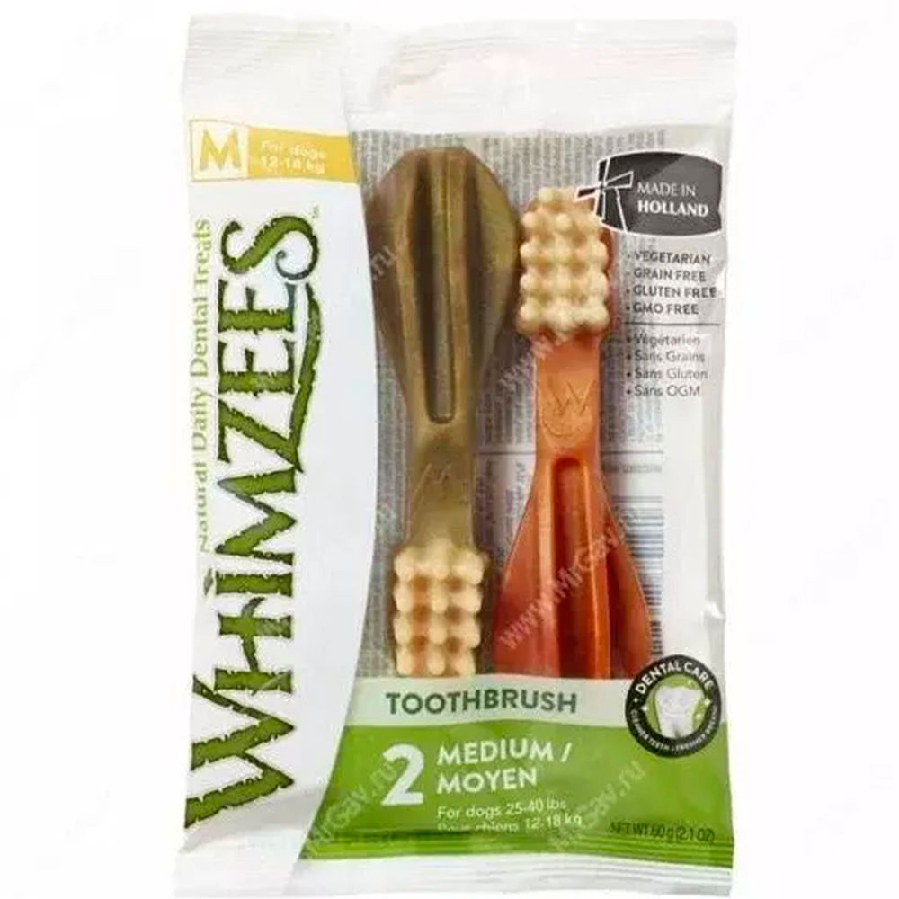 Зубная щётка М 11 см 2 штуки WHIMZEES