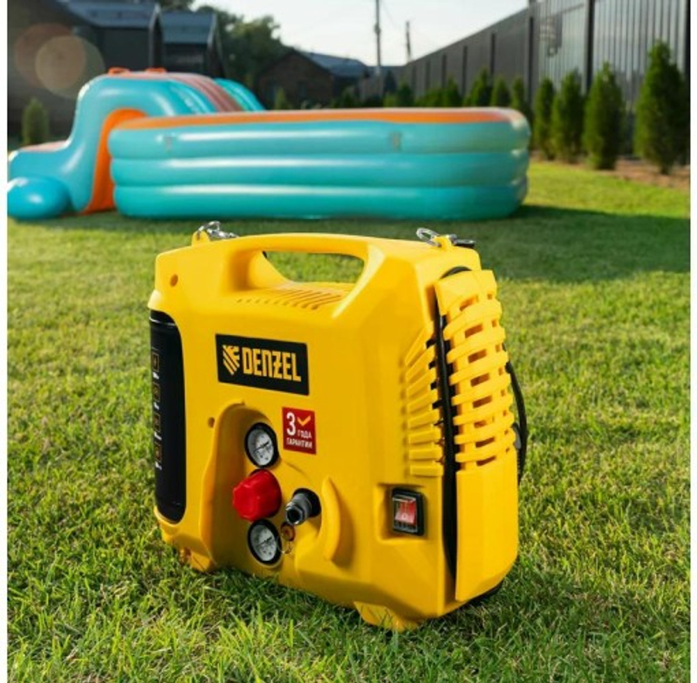 Компрессор поршневой безмасляный DENZEL DL1300 с набором 58011