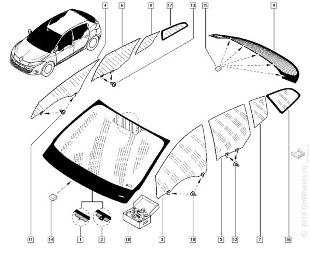 Стекло лобовое Renault Megane III (Renault)